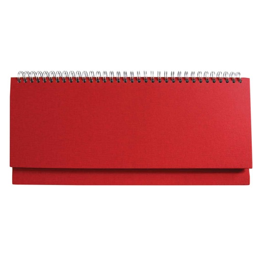 [000106] DESK planner BRISTOL RED, wire bound, format:30x14,5cm, 128 pages, P/50