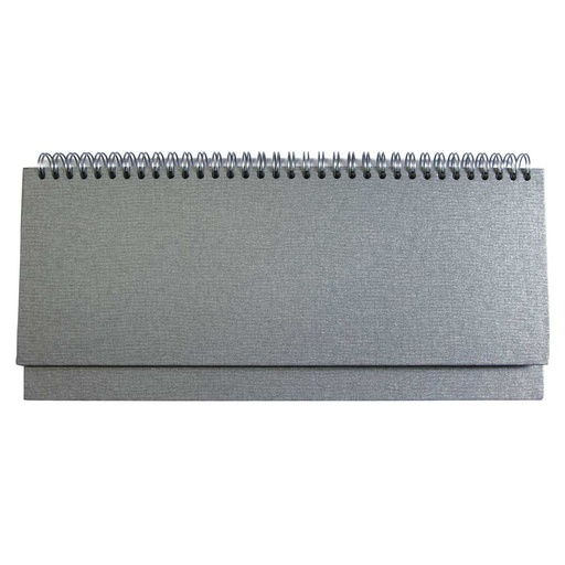 [000250] DESK planner BRISTOL SILVER, wire bound, format:30x14,5cm, 128 pages, P/50