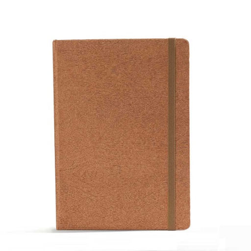 [000350] "WOOD" brown diary A5, with elastic band, format:14,8x21cm, P/20